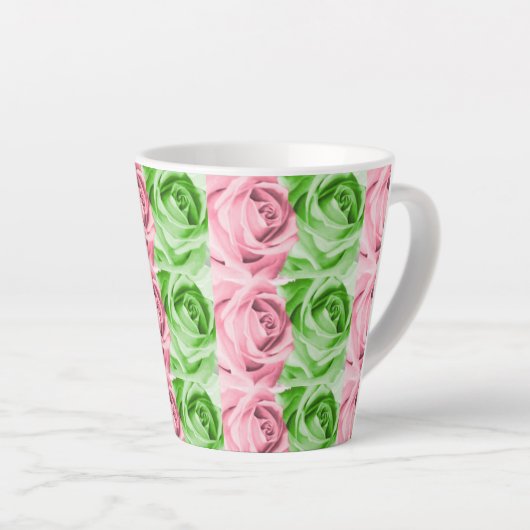 Kleine Roze en Groene Rozen Latte Mok (Rechterhoek)