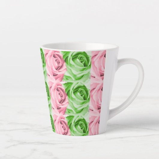 Kleine Roze en Groene Rozen Latte Mok (Rechts)