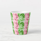 Kleine Roze en Groene Rozen Latte Mok (Voorkant)