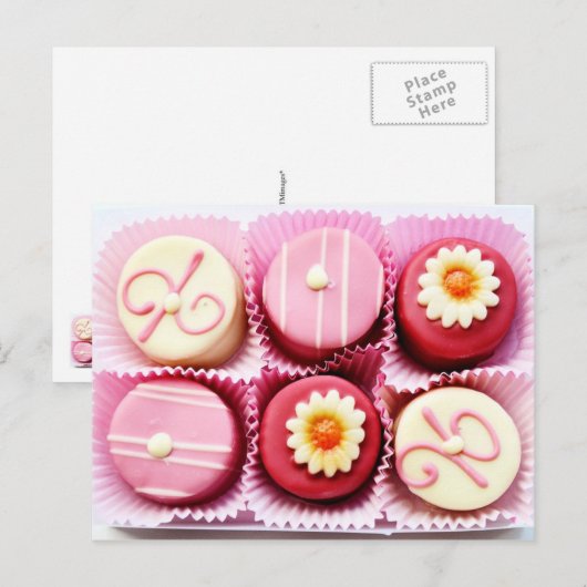 Kleine roze en witte chocolade briefkaart (Voorkant / Achterkant)