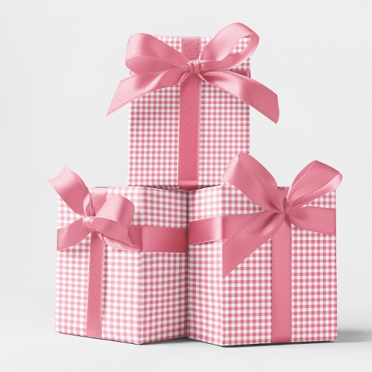 Kleine roze gingham ruit cadeaupapier