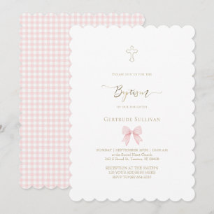 kleine roze gingham strik Doopsel Kaart