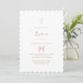 kleine roze gingham strik | Doopsel Kaart (Staand voorkant)
