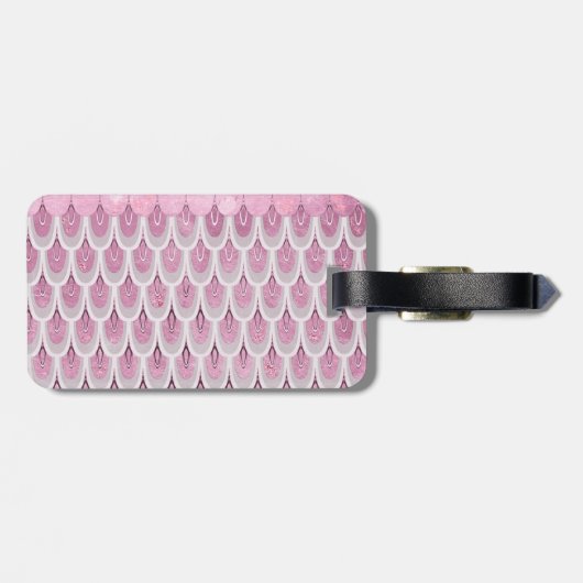 Kleine roze glazen zeemeerminnende visschaaltjes bagagelabel (Achterkant horizontaal)