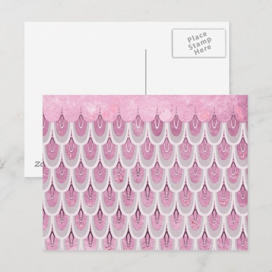 Kleine roze glazen zeemeerminnende visschaaltjes briefkaart (Voorkant / Achterkant)