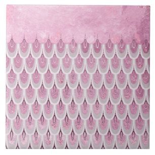 Kleine roze glazen zeemeerminnende visschaaltjes tegeltje