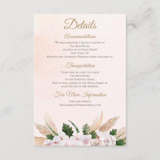 Kleine roze goudhoudende Waterverf Informatiekaartje (Voorkant)