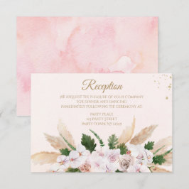 Kleine roze goudWaterverf Floral Reception Kaart