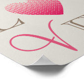 Kleine roze harten Lichtrode grijze achtergrond Poster (Hoek)