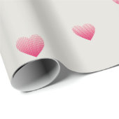 Kleine roze hartjes patroon lichtgrijs cadeaupapier (Rol Hoek)