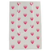 Kleine roze hartjes patroon lichtgrijs medium cadeauzakje (Voorkant)