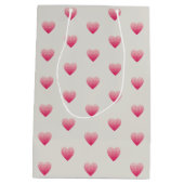 Kleine roze hartjes patroon lichtgrijs medium cadeauzakje (Achterkant)