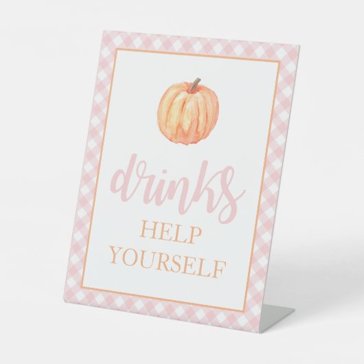 Kleine roze Herfst Birthday Drink Pe Reclamebord Met Voetstuk (Voorkant)