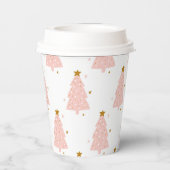 Kleine roze kerstbomen papieren bekers (Achterkant)