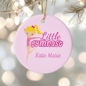 Kleine  roze Kinder kerstmis met  gymnast Keramisch Ornament