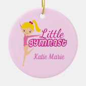 Kleine  roze Kinder kerstmis met  gymnast Keramisch Ornament (Voorkant)