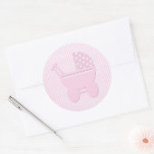 Kleine  roze  kinderwagen ronde sticker (Envelop)