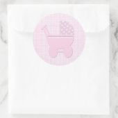 Kleine  roze  kinderwagen ronde sticker (Tas)