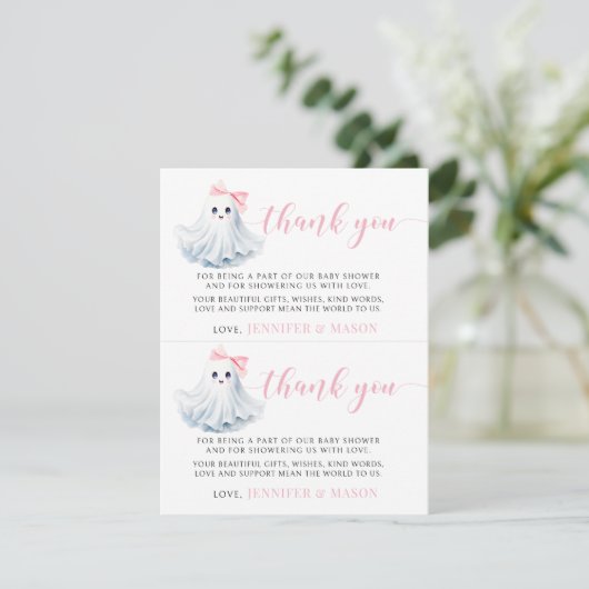 Kleine Roze Kleine Baby Boo Douche Bedankt Kaarten (Staand voorkant)