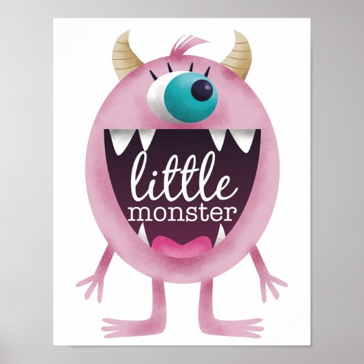 Kleine Roze Monster Meisjeskamer Poster (Voorkant)