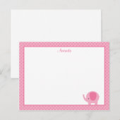 Kleine roze olifant-platte notitiekaarten (Voorkant / Achterkant)