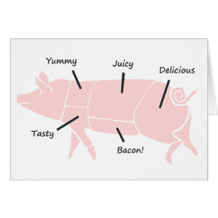 Kleine roze piggie met smaakvolle labels