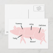 Kleine roze piggie met smaakvolle labels briefkaart (Voorkant / Achterkant)