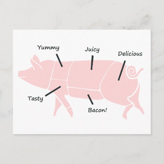 Kleine roze piggie met smaakvolle labels briefkaart (Voorkant)