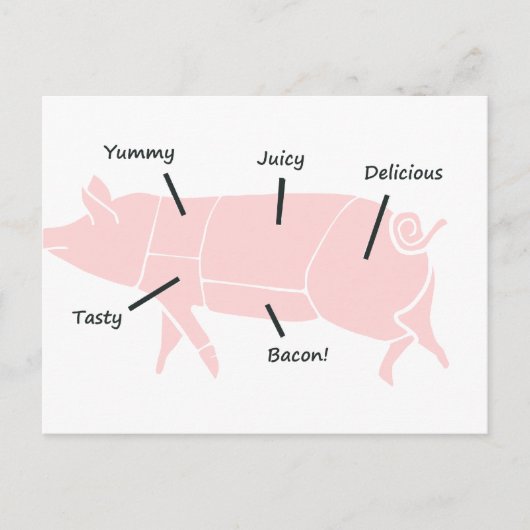 Kleine roze piggie met smaakvolle labels briefkaart (Voorkant)