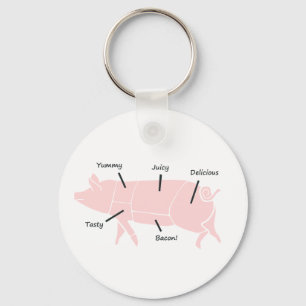 Kleine roze piggie met smaakvolle labels sleutelhanger