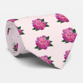 Kleine Roze Pioen Stropdas (Opgerold)