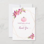 Kleine roze pompoen Baby shower dank u Bedankkaart (Voorkant)