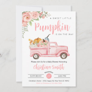 Kleine Roze Pompoen Rustieke Truck Baby Meisje Dou Kaart