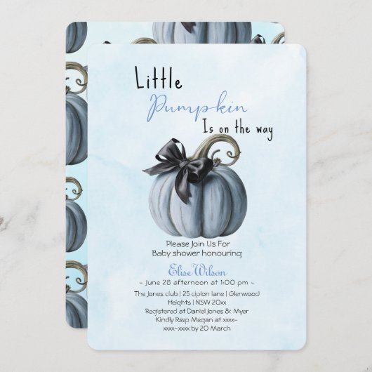 Kleine roze pompoenboog is onderweg2 kaart (Voorkant / Achterkant)