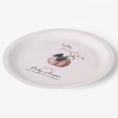 Kleine roze pompoenboog is onderweg papieren bordje (Gekanteld)