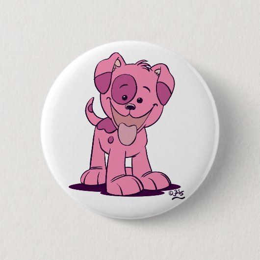Kleine roze puppy knoop badge ronde button 5,7 cm (Voorkant)