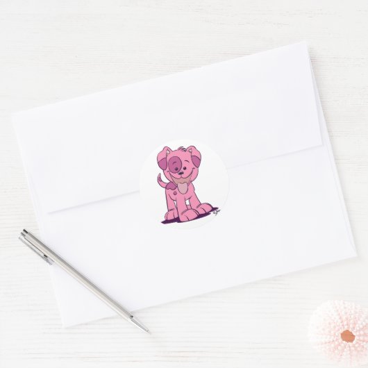 Kleine roze puppy vrouwen sticker (Envelop)