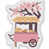 Kleine roze ramenkar sticker (Voorkant)