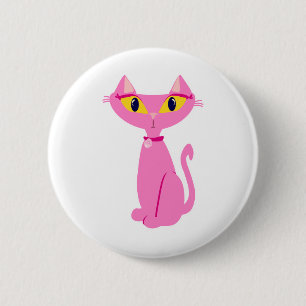 Kleine roze Retro Cat Ronde Button 5,7 Cm