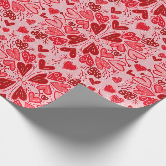 Kleine roze rode harten Valentijn Gift Cadeaupapier (Hoek)