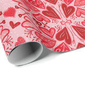 Kleine roze rode harten Valentijn Gift Cadeaupapier (Rol Hoek)