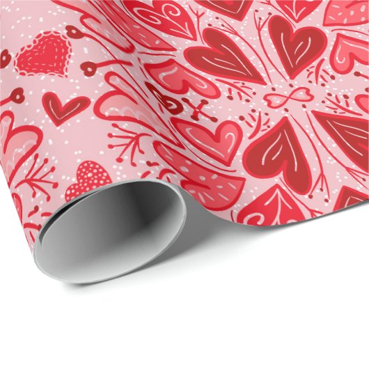 Kleine roze rode harten Valentijn Gift Cadeaupapier (Rol Hoek)