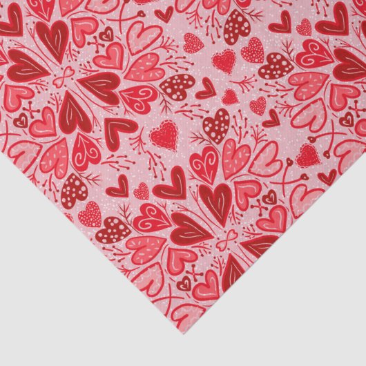 Kleine roze rode harten Valentijnen Tissuepapier (Detail)