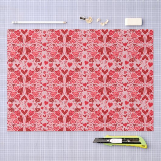 Kleine roze rode harten Valentijnen Tissuepapier (Craft)