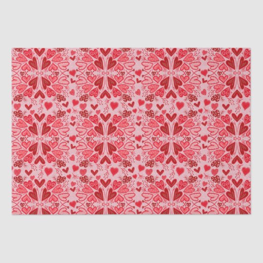 Kleine roze rode harten Valentijnen Tissuepapier (Voorkant)