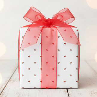 Kleine Roze Rode Hartjes Minimaal Valentijnsdag Cadeaupapier