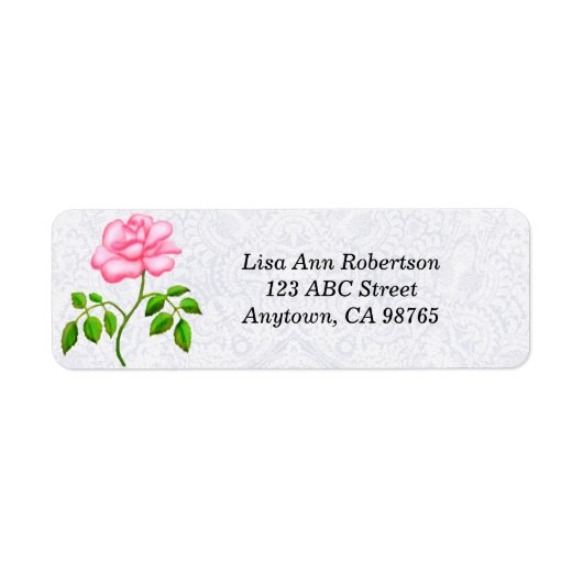 Kleine roze Roos Adresetiketten Etiket (Voorkant)
