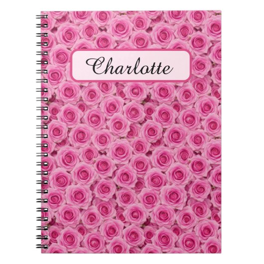 Kleine roze rozen gepersonaliseerd notitieboek (Voorkant)