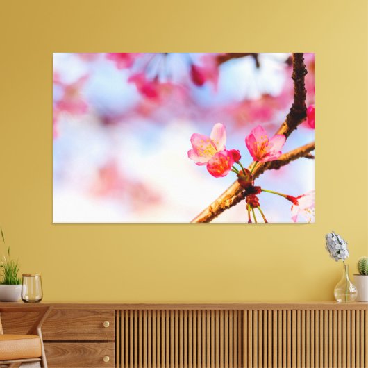 Kleine roze Sakura-schoonheid in Springtime Canvas Afdruk (Insitu (Woonkamer))