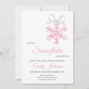 Kleine Roze Sneeuwvlok Meisje Baby Shower Kaart
